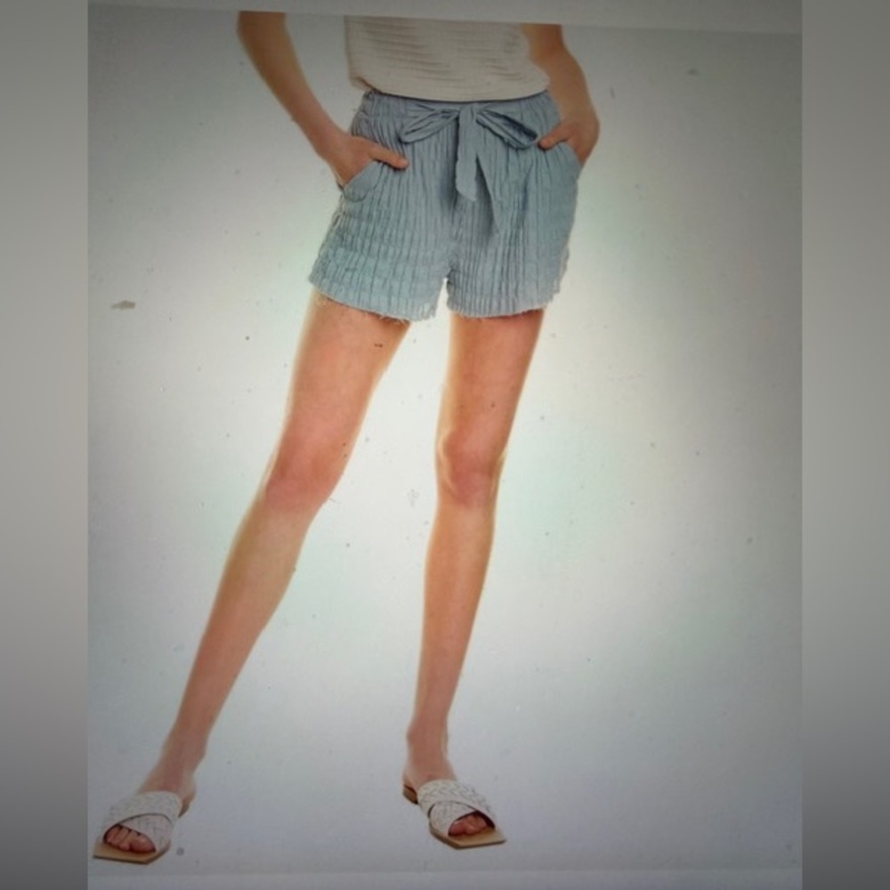 Sadie & Sage Poolside Front Tie Short Blue Medium Retail $50 NWT